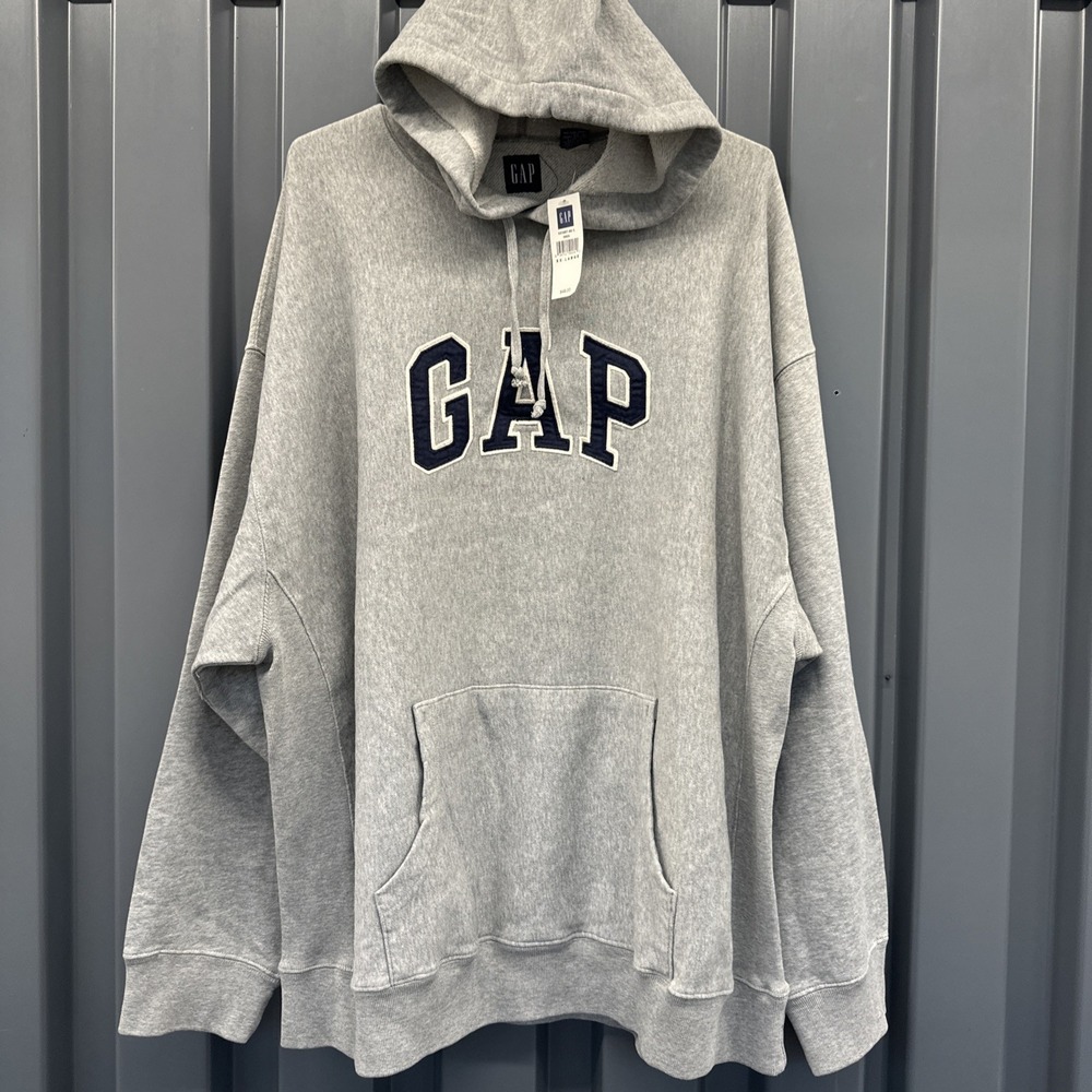 GAP Script Hoodie Sweatshirt Gray XXL New W Tags